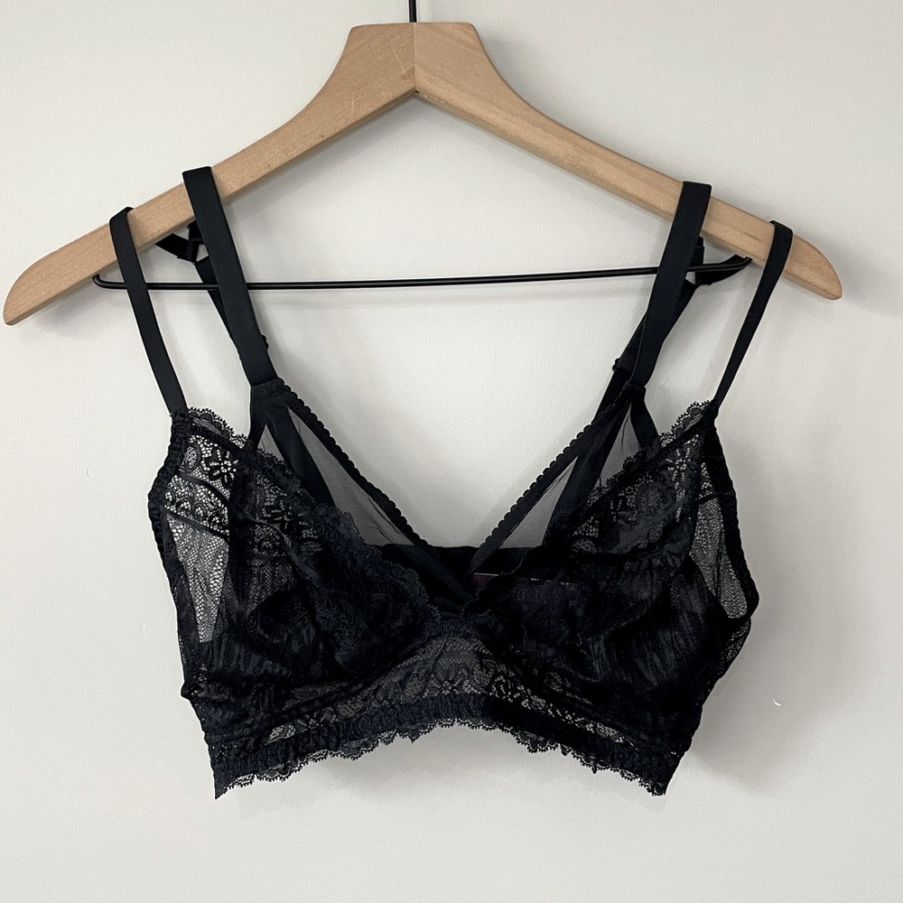 Adore Me NWT black lace sheer bralette bra 0X- FITS LIKE A WOMEN'S LARGE SIZE